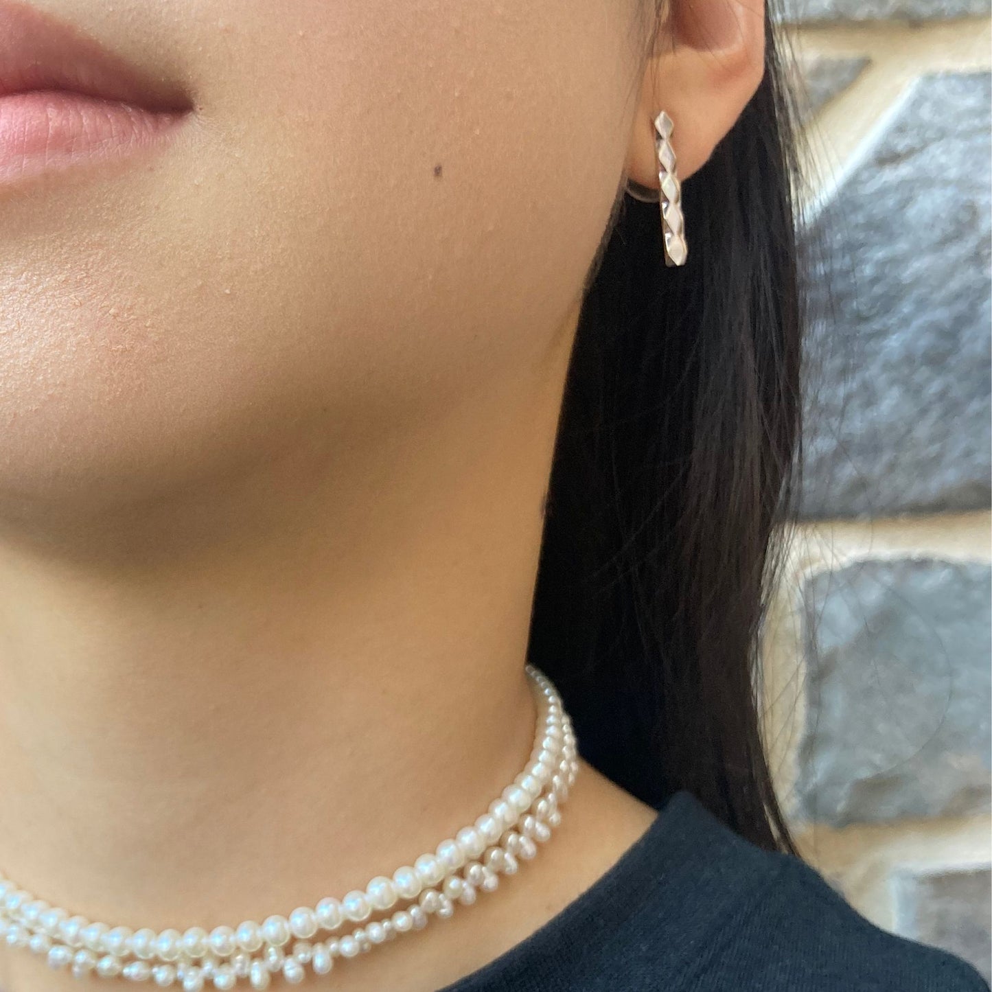 Asanoha bar earring / Silver925