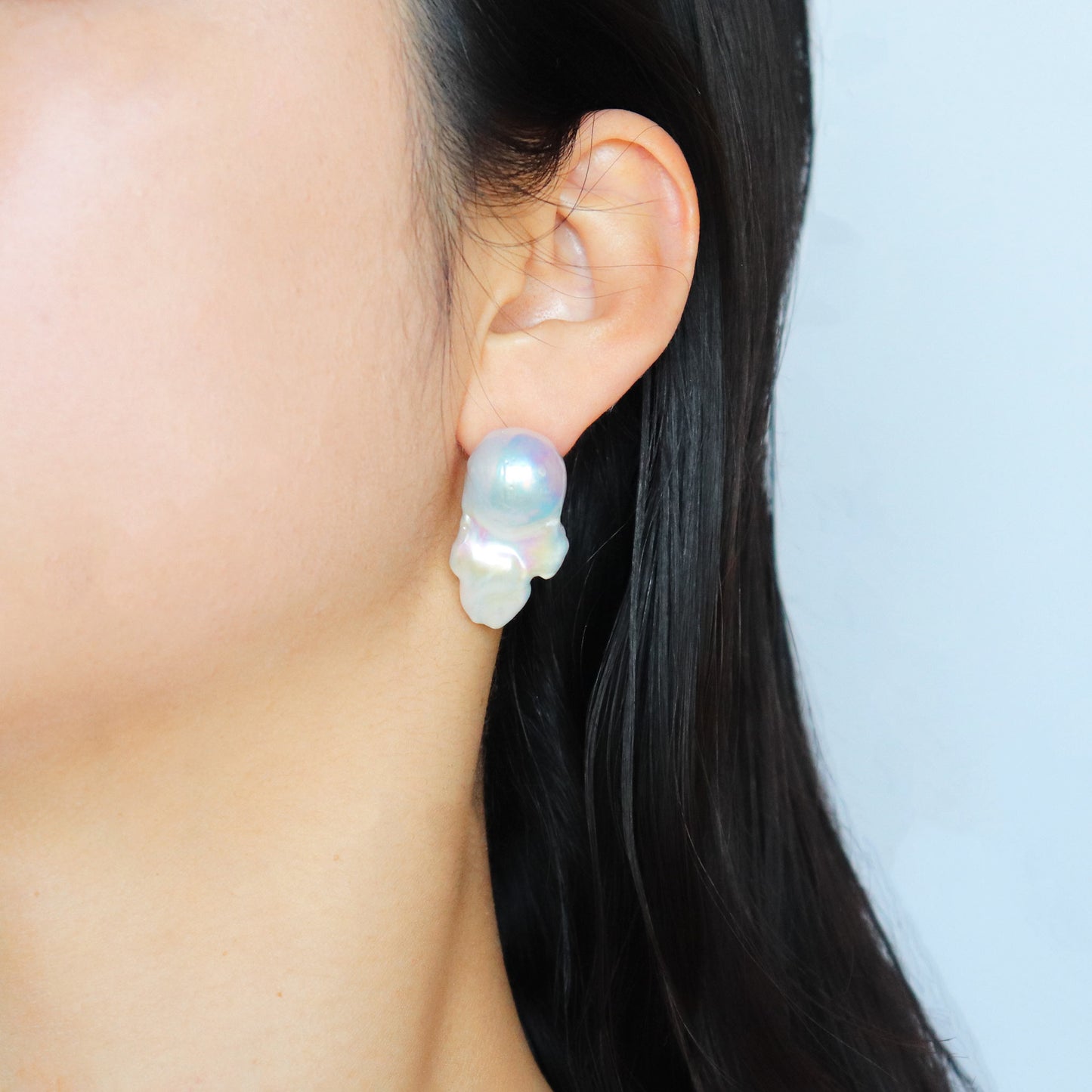 Big wing baroque pearl earrings